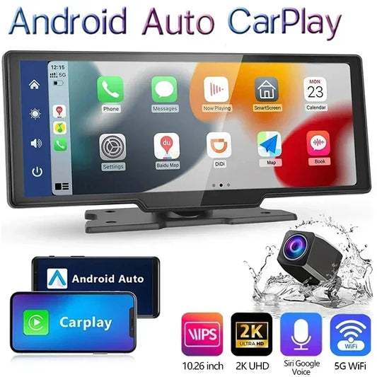 Carplay & Android Auto Car DVR Black Box 10.26 Inch Car Screen Dash Cam Camera Night Vision Video Recorder Car Assecories